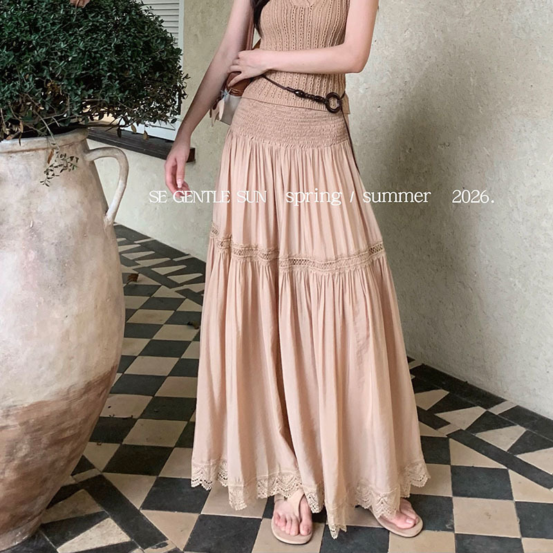 Xiu Xixi 2026 Summer New Style Elegant Lace Slimming High-Waisted Skirt French Style Long Skirt for Women 85419