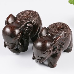越南沉香木雕擺件手把件核桃大象實小木象擺件知足常樂文玩工藝品