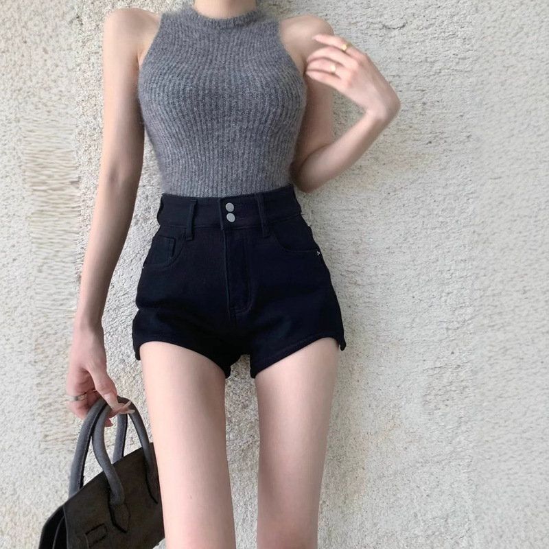 Hot Girl High-Waisted Denim Shorts for Women 2025 New Spring and Summer Versatile Slimming Look and Tall A-Line Outer Wear Wide-Leg Hot Pants Ins
