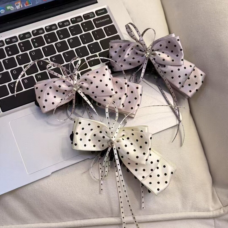 Sweet Dreams~ Miu-Style Pink Polka Dot Bow Banana Clip, Atmospheric Hairpin with a High-End Feel, Hair Accessory for Women Sweet Dreams~ Miu-Style Pink Polka Dot Bow Banana Clip, Atmospheric Hairpin with a High-End Feel, Hair Accessory for Women