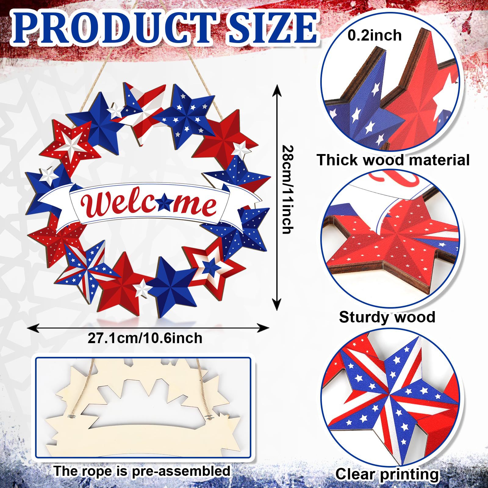 Amazon Transfronterizo Día de la Independencia de los Estados Unidos Madera Colgante Placa de Fiesta Pared Signos Decoración