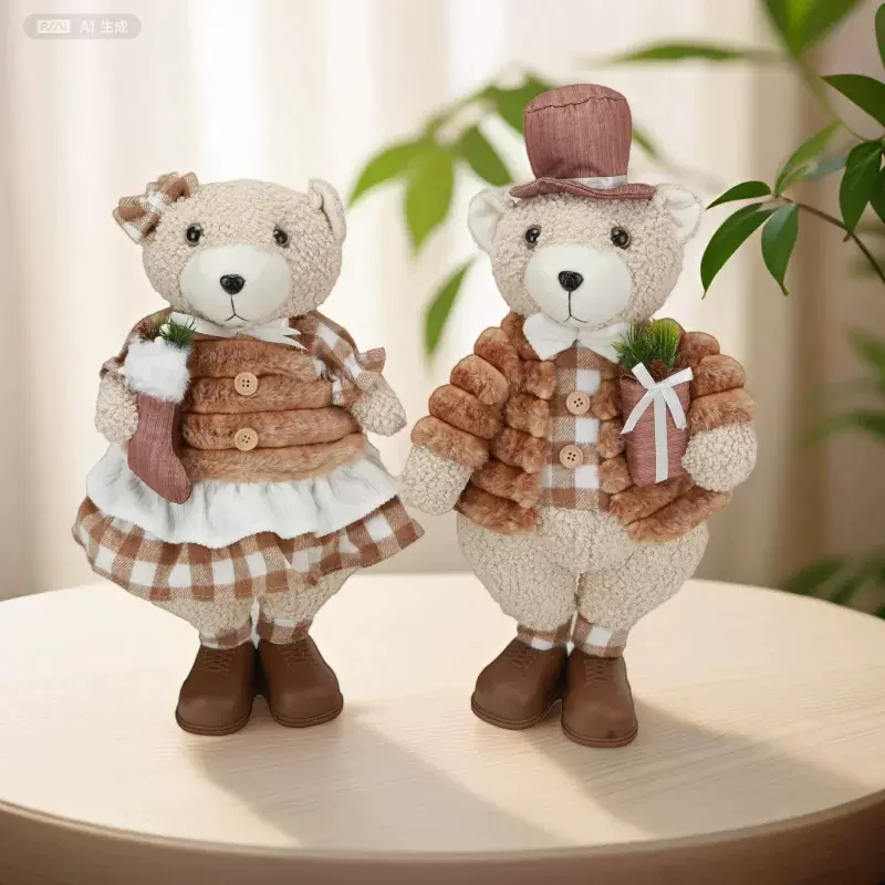 跨境外贸新品圣诞节礼物熊家居摆设橱窗装饰小熊场景布置摆件礼品