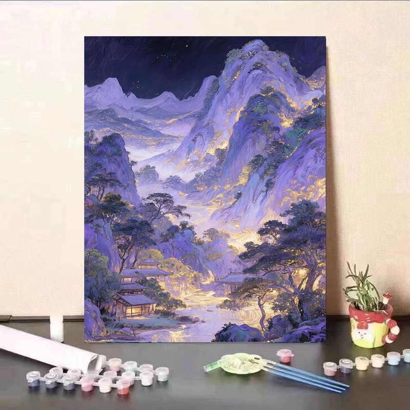 中国风数字油画diy小众自然风景填色油彩画卧室挂墙房间装饰画|undefined