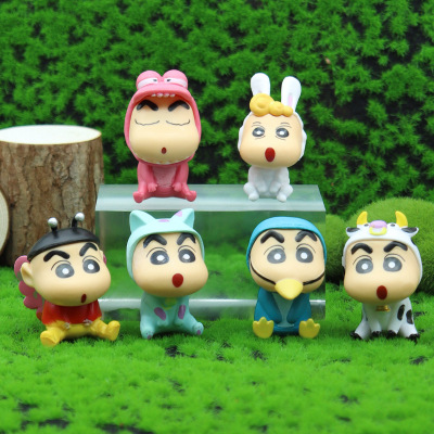 wholesale animal Crayon Shin Chan Handle 6 Set of parts Toys Doll Cake Decoration vehicle decorate Decoration On behalf of