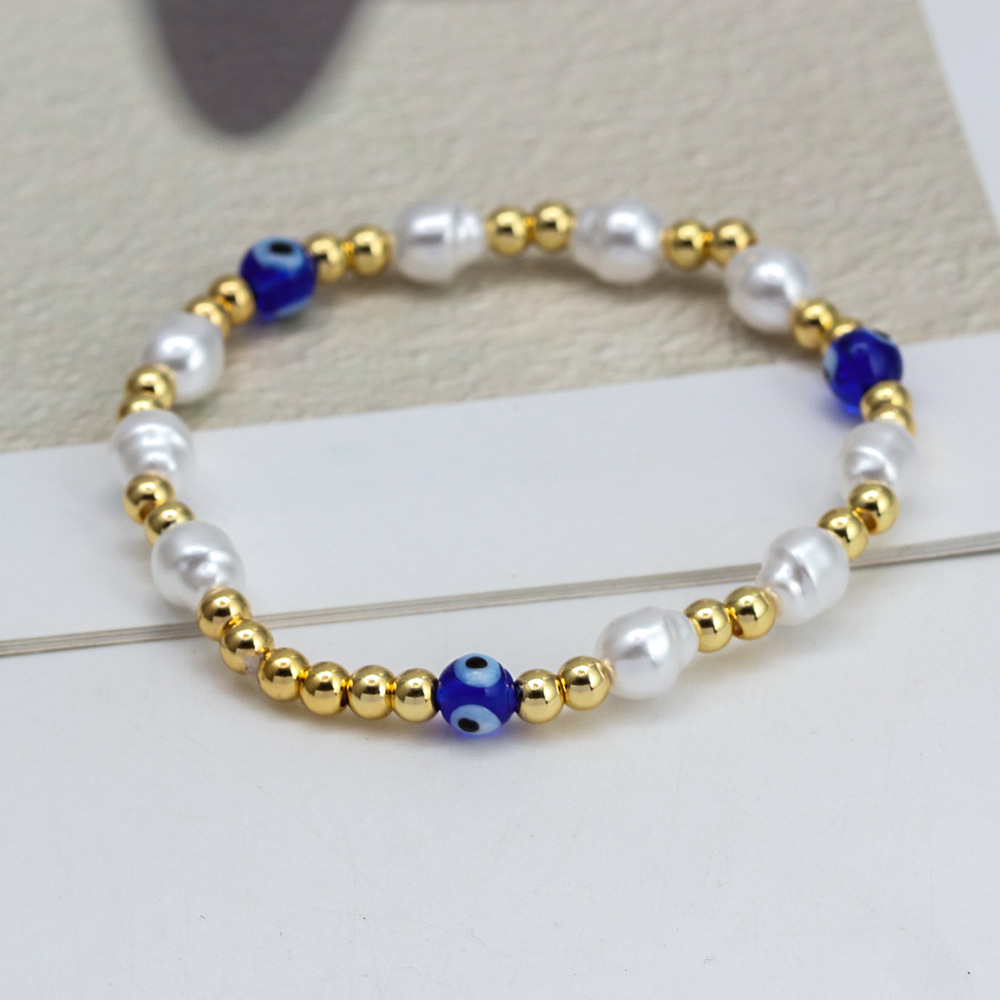 1 Piece Quantity Street Occasion Simple Style Eye Artificial Pearl Copper Wholesale Bracelets