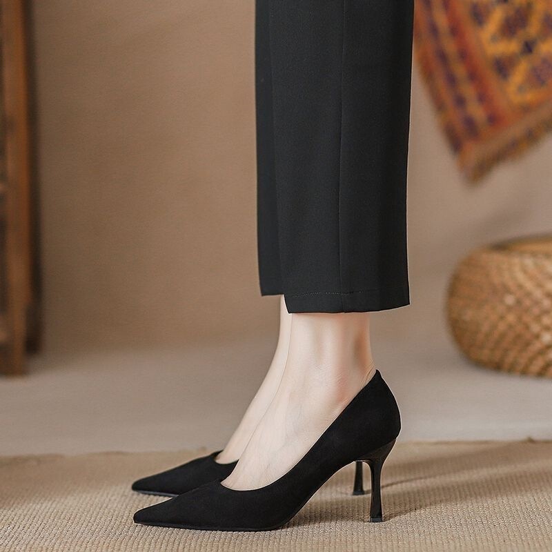 French-Style High-Heeled Shoes for Women, 2026 New Model, Breathable and Comfortable, Suitable for Etiquette and Professional Work, Pointed-Toe Black Single Shoes for Women French-Style High-Heeled Shoes for Women, 2026 New Model, Breathable and Comfortable, Suitable for Etiquette and Professional Work, Pointed-Toe Black Single Shoes for Women