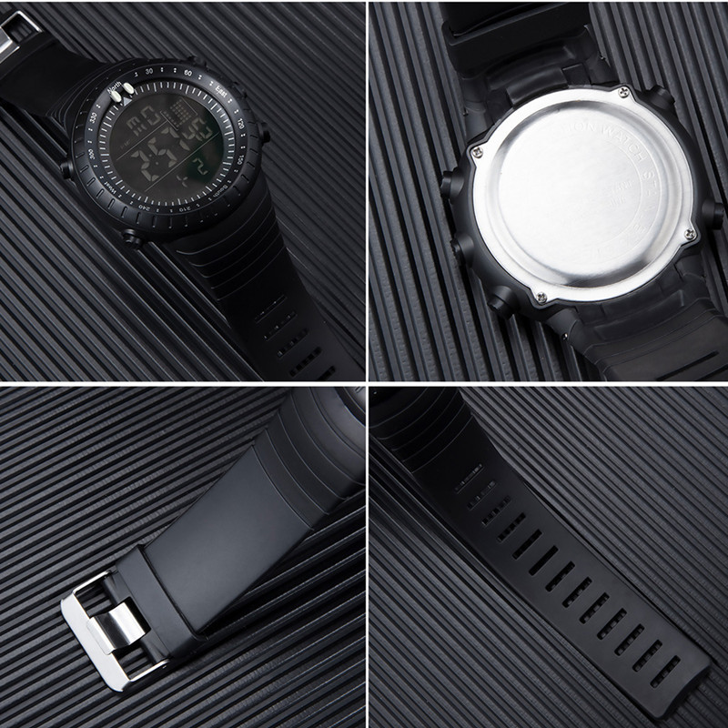 Cronógrafo para hombres deportes reloj electrónico montañismo al aire libre multifuncional luminoso pantalla grande impermeable reloj de estudiante de moda