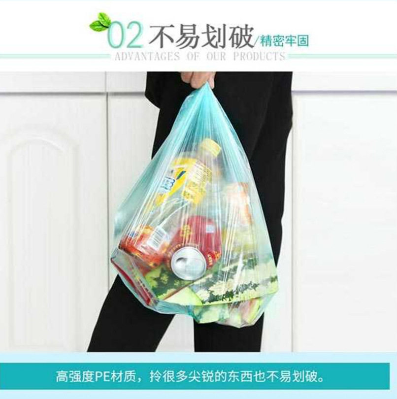 Punto de ruptura engrosada cocina doméstica chaleco portátil bolsa de basura nuevo material de color bolsa de basura grande 100 piezas