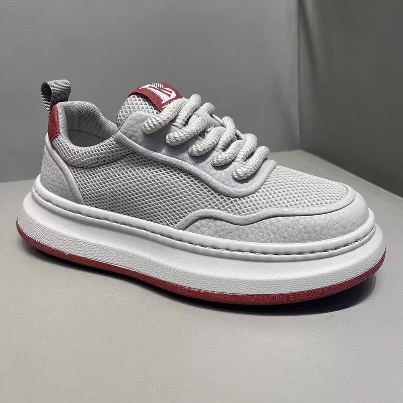 2026 Summer New Style Thick-Soled Height-Increasing Sneakers, Breathable Mesh White Shoes, Trendy Outdoor Casual Men's Shoes 2026 Summer New Style Thick-Soled Height-Increasing Sneakers, Breathable Mesh White Shoes, Trendy Outdoor Casual Men's Shoes