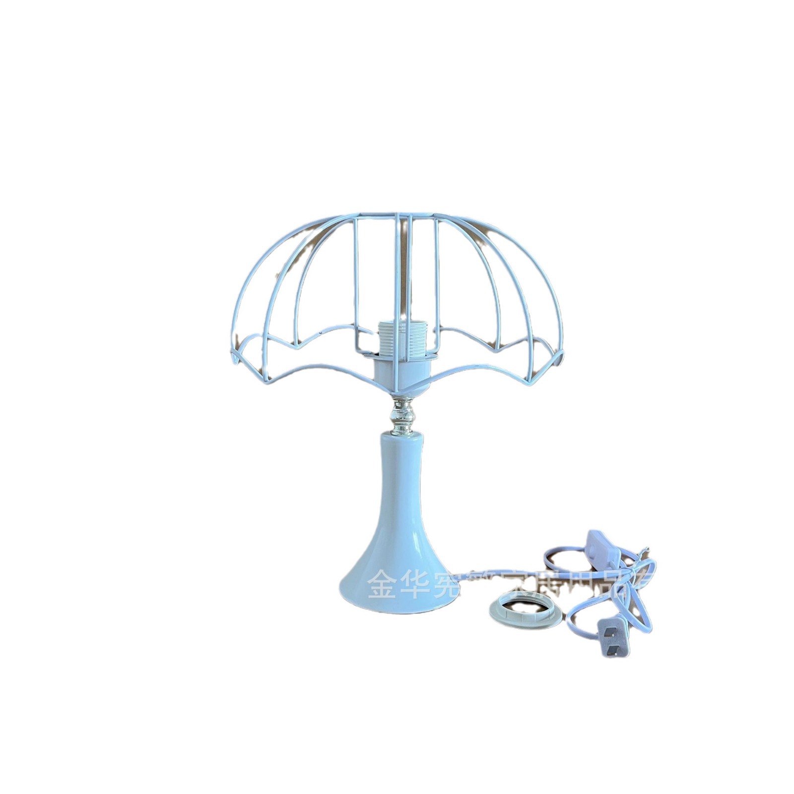 Xianfan E27 lámpara de escritorio base metálica alta alta bocina combinación de marco de hierro con botón de cable DIY hecho a mano