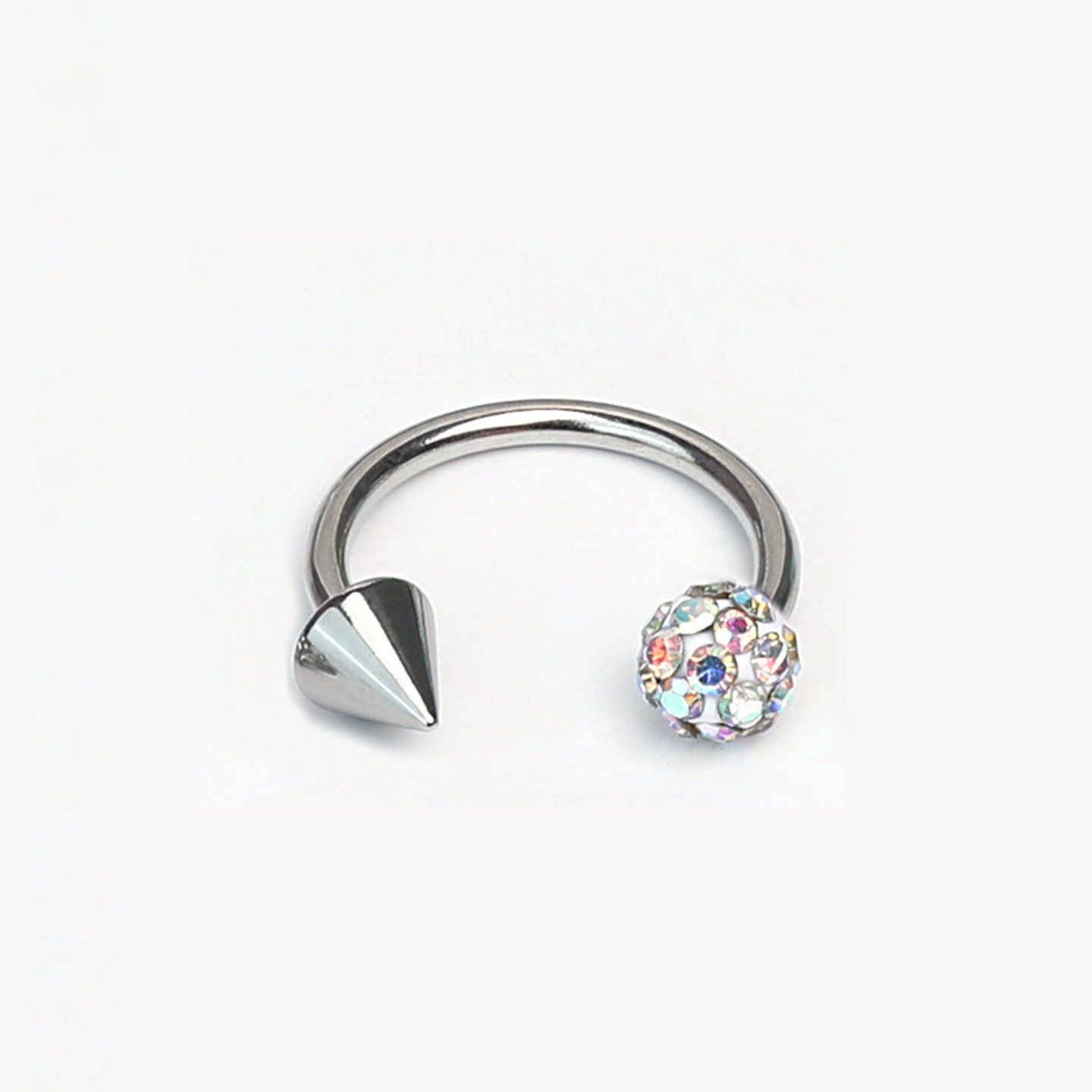 Sparkling Green Mud Ball Pointed Cone Horseshoe Lip Ring 12mm Titanium Steel External Thread Lip Stud Hot Girl Piercing Jewelry detail image 9