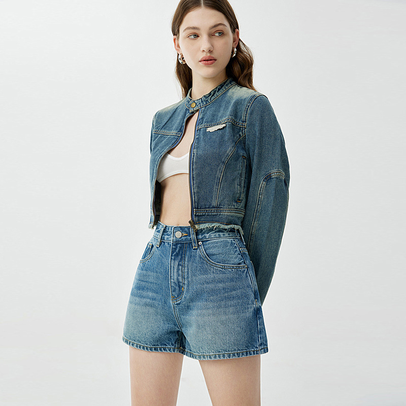 High-End 2026 Spring Denim Shorts Versatile Cycling Shorts Slim Fit Pure Cotton Straight-Leg Shorts Women's Hot Pants & Weishang