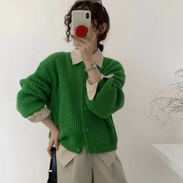 Retro Thick Wool Pure Color Round Neck Sweater Jacket for Women 2025 Autumn and Winter Loose Soft Waxy Casual Knitted Cardigan Retro Thick Wool Pure Color Round Neck Sweater Jacket for Women 2025 Autumn and Winter Loose Soft Waxy Casual Knitted Cardigan
