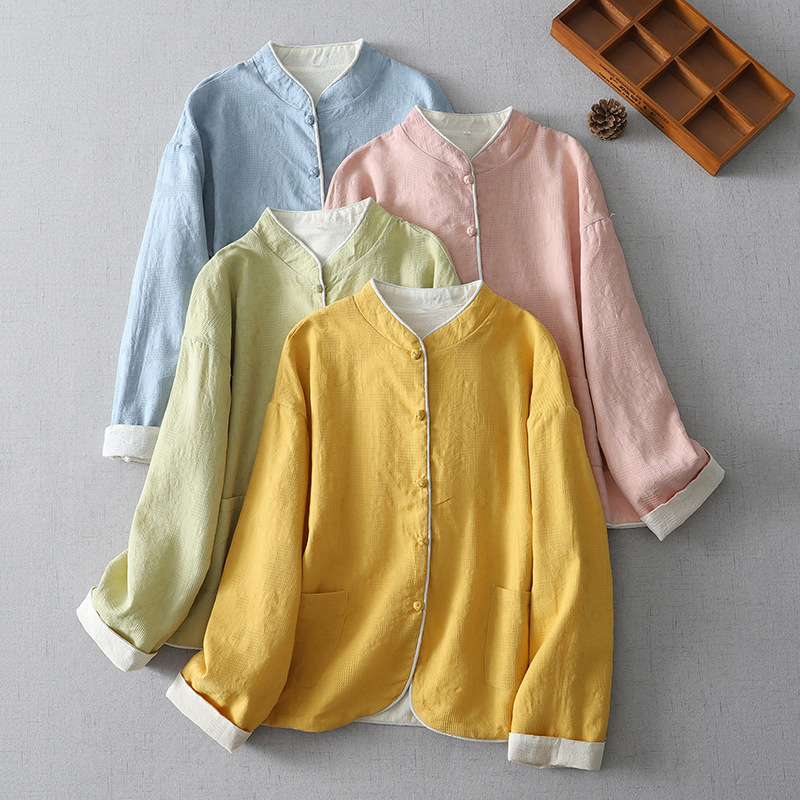 Women's Autumn Jacket with Traditional Chinese Style, Cotton and Linen, Buttoned, Long-Sleeved, Zen-Inspired Tea Attire, Tang Suit, Casual Layperson's Clothing, Autumn Style Tai Chi Outfit Women's Autumn Jacket with Traditional Chinese Style, Cotton and Linen, Buttoned, Long-Sleeved, Zen-Inspired Tea Attire, Tang Suit, Casual Layperson's Clothing, Autumn Style Tai Chi Outfit