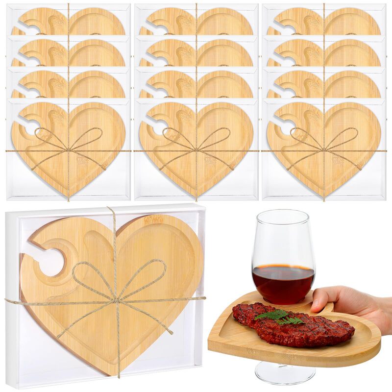 Christmas Heart-Shaped Bamboo Tray with Creative Slots for Placing Goblets, Snacks, Cakes, Steaks, and Wooden Dinner Plates Christmas Heart-Shaped Bamboo Tray with Creative Slots for Placing Goblets, Snacks, Cakes, Steaks, and Wooden Dinner Plates