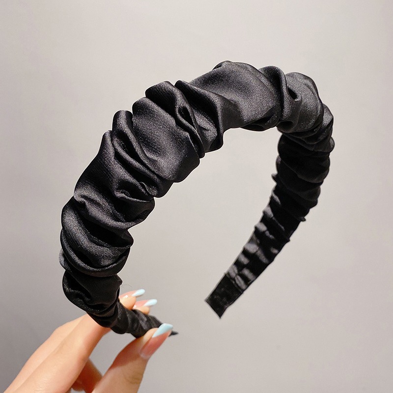 宋仁何同款防滑发带女黑色褶皱发箍敷面膜专用洗脸高颅顶头箍新款|undefined