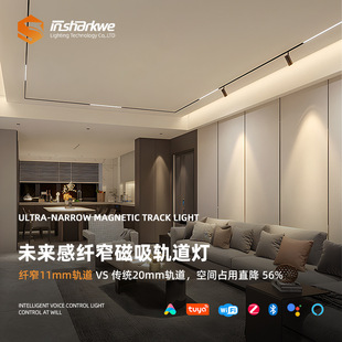 极窄家用磁吸轨道灯嵌入式无主灯预埋款磁吸轨道槽暗装明装磁吸灯-阿里巴巴