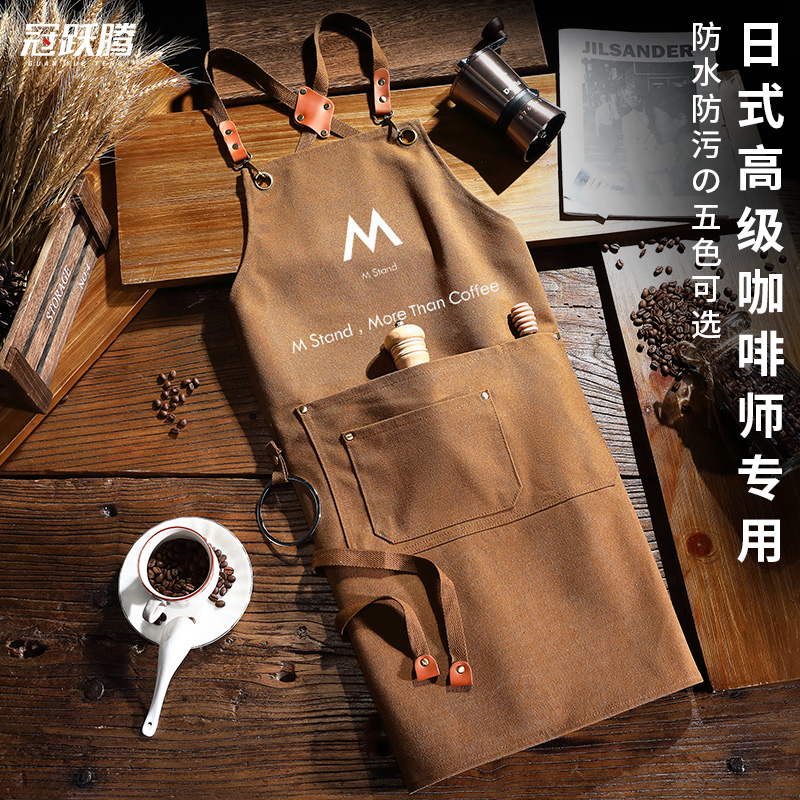 Verano transfronterizo nuevo delantal cocina hogar trabajo trabajo sucio y resistente al desgaste delantal de lona gruesa con logotipo impreso