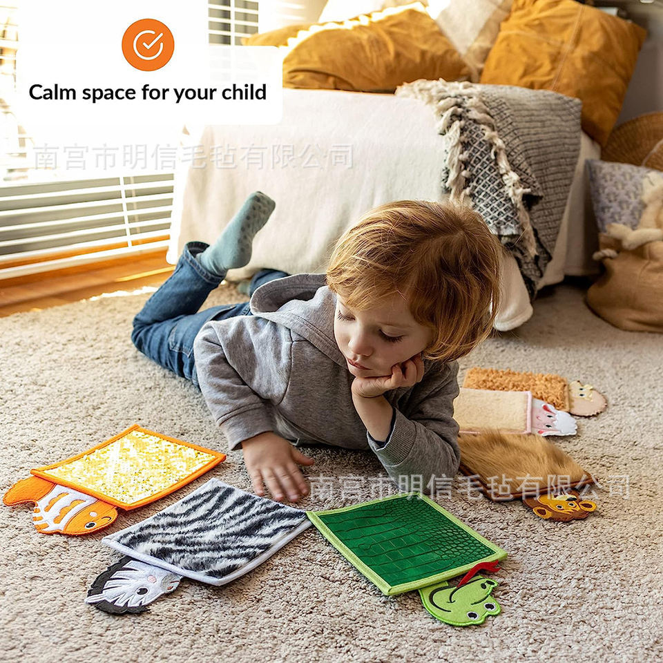 Materiales de enseñanza en el lugar almohadillas sensoriales animales juguetes autistas niños felt pelo tacto