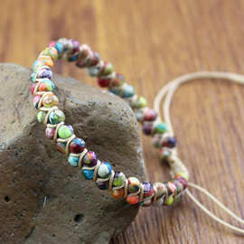 F 64020 African Turquoise Braided Bracelet 非洲绿松石编织手