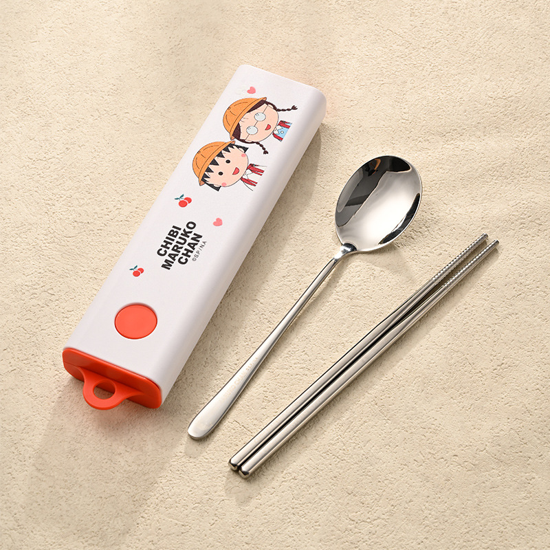 흰색 [치비 마루코짱] 숟가락 + 젓가락