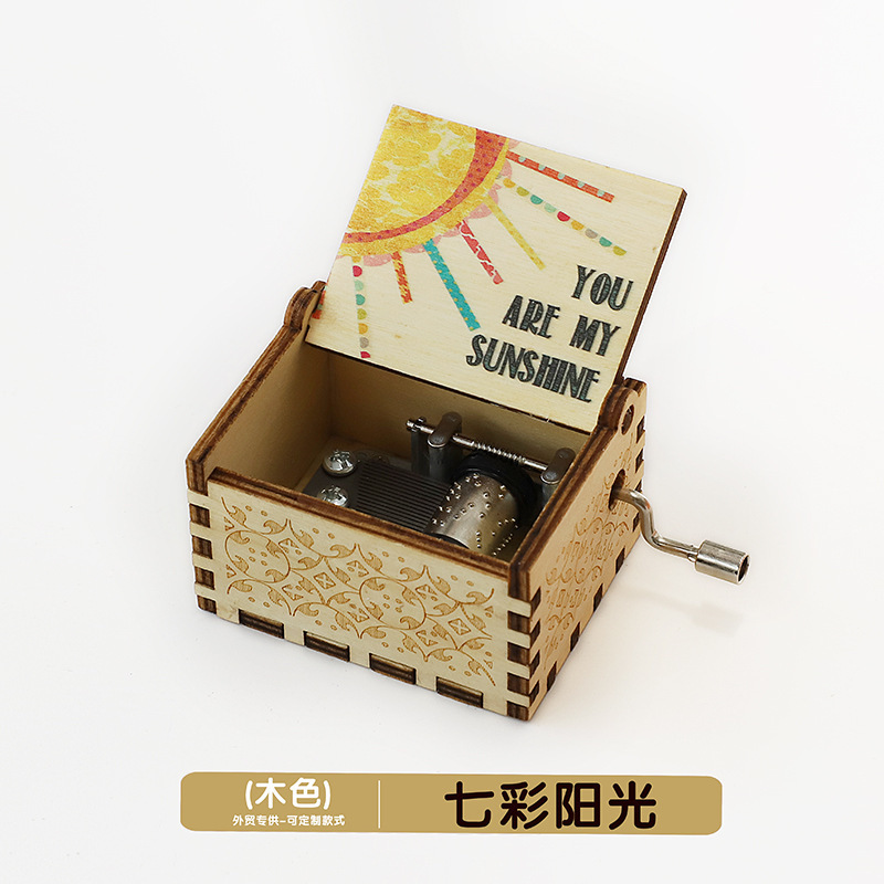木製オルゴール装飾品古典的な彫刻手回しオルゴールクリスマス工芸品ギフトギフト在庫あり|undefined