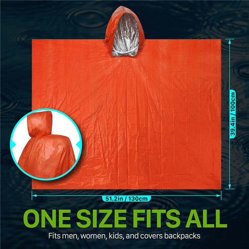Outdoor camping portable emergency waterproof raincoat first aid rain jacket PE aluminum film warm blanket emergency windproof rainproof