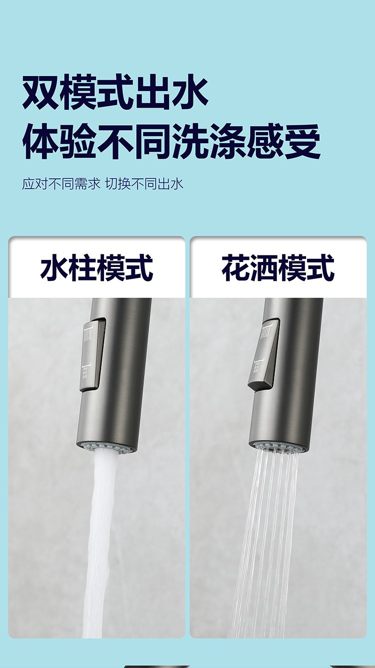 Guangdong gun gray pull-out kitchen cold and hot splash-proof faucet, all-copper kitchen sink telescopic faucet undefined