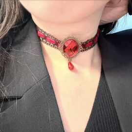 跨境配饰女颈带宫廷哥特式辣妹颈链蕾丝项链choker锁骨链项圈复古