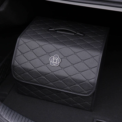 storage box for women, Car storage bag/box - camellia-black-storage-box-large-size