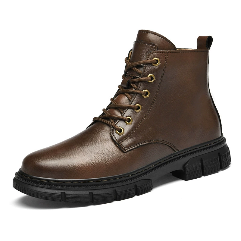 8932 Мужская обувь Ботинки Martins Уличные рабочие ботинки Осенне-зимние высокие кожаные ботинки на шнуровке из воловьей кожи больших размеров Повседневные кожаные ботинки из хлопка