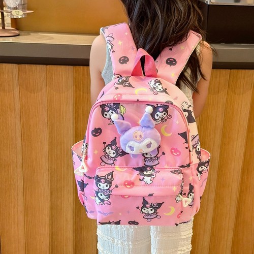 2025 Spring Sanrio Student School Bag Cartoon Plush Doll Nylon Double Shoulder Bag for Elementary School Students