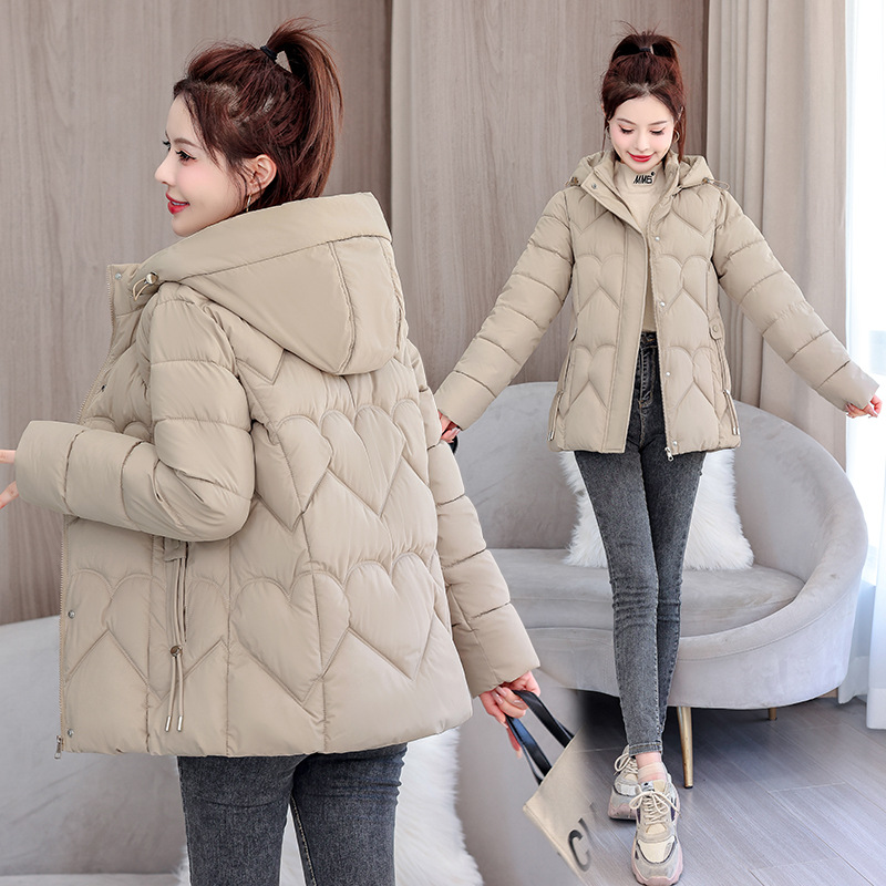 Ropa de algodón de gran tamaño de invierno de mujer 2025, nueva chaqueta de algodón coreana delgada, chaqueta corta con capuzas gruesas, invierno
