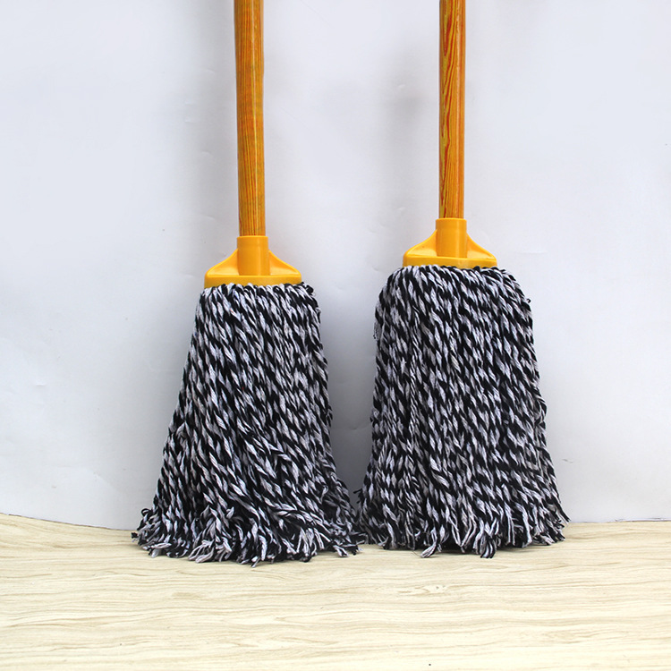 Detachable Head Small Round Head Black and White Cotton Yarn Mop Household Cleaning Mop Cleaning Supplies
