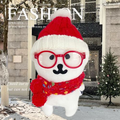 13cm Self-deprecating Bear Pendant Doll Clothes Blue Knitted Hat Scarf Cute Winter Doll Scarf Accessory Affordable