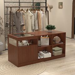 服装店玻璃展示台中岛台女装饰品摆件流水展示店铺女装陈列收银台