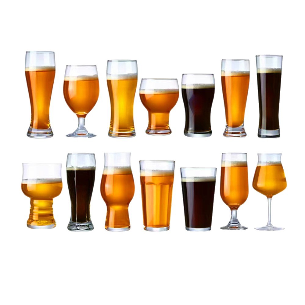 Taza de cerveza artesanal comercial mayorista de alto valor creativo de cristal de cerveza de impresión de logotipo de taza de bebida multifuncional