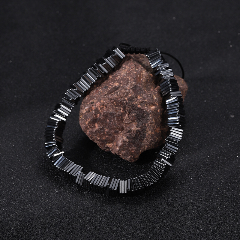 250g Weight Hematite Pendant Material Drawstring Bracelets Classification rope, Hematite Chain Material Beaded Chain, Woven Chain Chain Type Daily, Street Occasion black gallstone Material Geometric Pattern All Seasons Season Men's Gender Streetwear Style Streetwear Geometric Black Gallstone Men's Drawstring Bracelets Men Beaded Bracelets 10