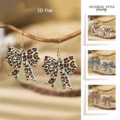 Brincos acrílicos laço leopardo design original