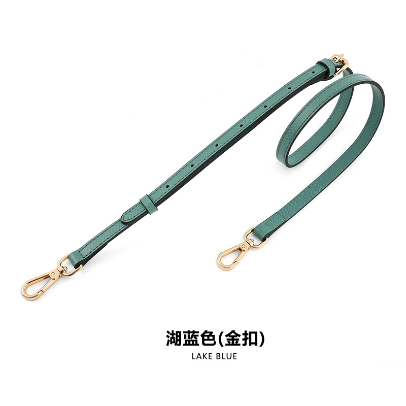 A- 48 first layer cowhide 1.2cm adjustable lake blue gold buckle