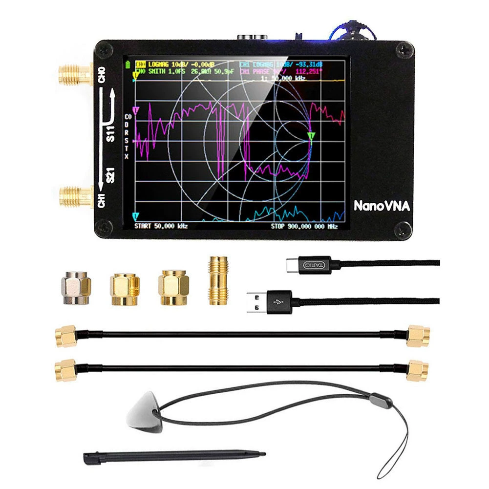NanoVNA-H 50KHz-1,5GHz антенный анализатор 2.8inch IPS MF HF VHF UHF