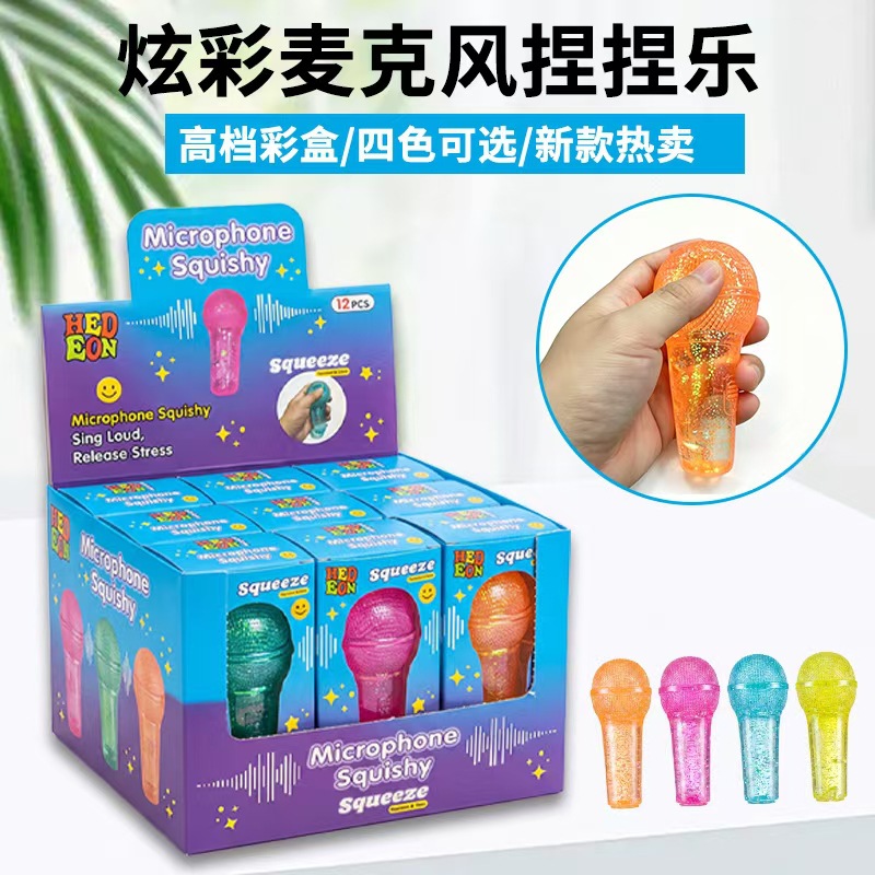 Cross-border slimming microphone, TPR gold powder maltose crystal slime, slow rebound stress relief toy, popular online product.