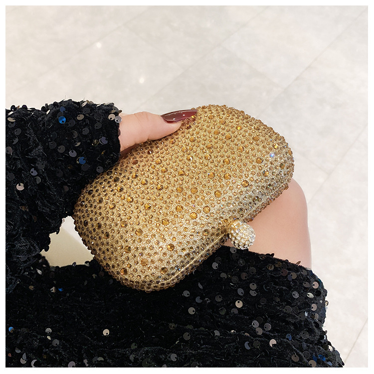 Bolsa de cena de estilo europeo y americano transfronterizo para damas brillante decoración de diamante tipo caja de mano elegante estilo de moda bolsa de cena