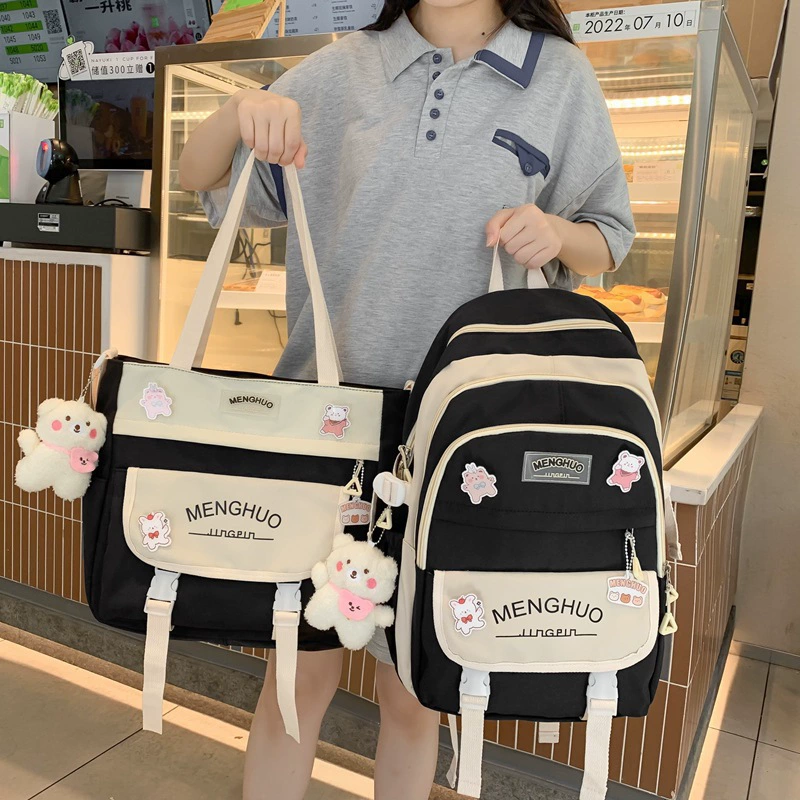Backpack, capacious shoulder bag, for secondary school, Korean style