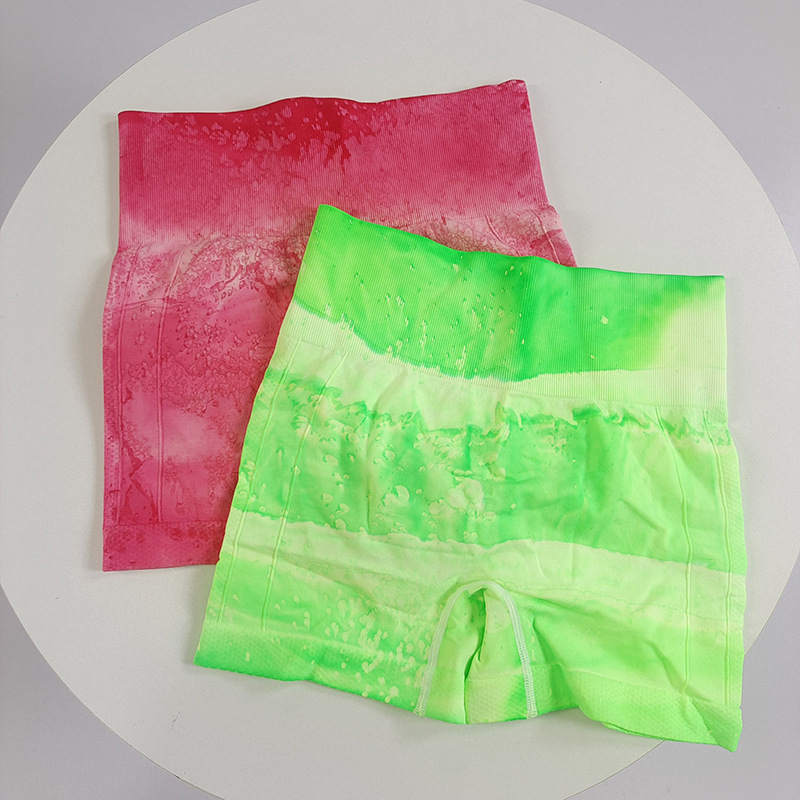 Seamless Splash Dye Sports Shorts Women's Tight Stretch High Waist Yoga Shorts Breathable Hip Lifting Iron Training Fitness Pants