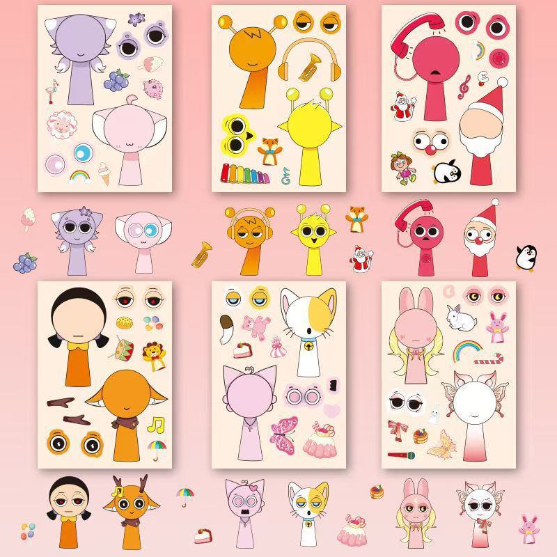 女の子と子供向けの既製のドレスアッププリンセスステッカー、知育玩具、手作りの漫画ステッカー、キラキラメイクアップステッカー|undefined