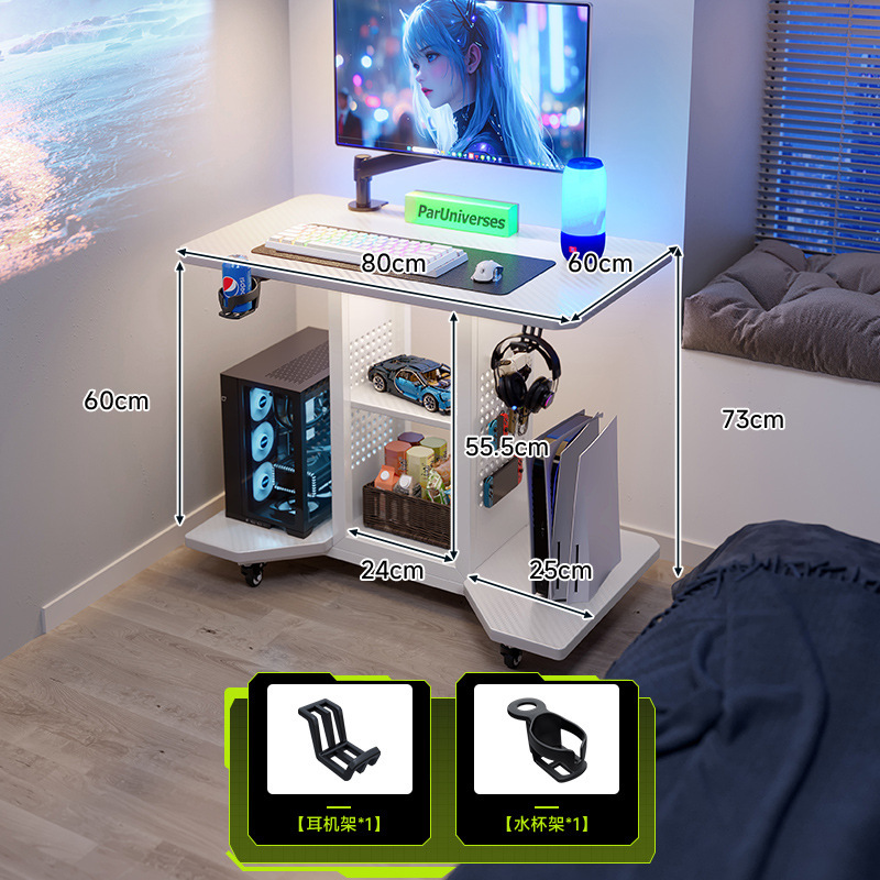 Mesa de computadora de madera sólida pequeña mesa de dormitorio doméstica de deportes electrónicos escritorio puede colocar la computadora principal pequeña mesa móvil agujero al lado de la cama placa agujero