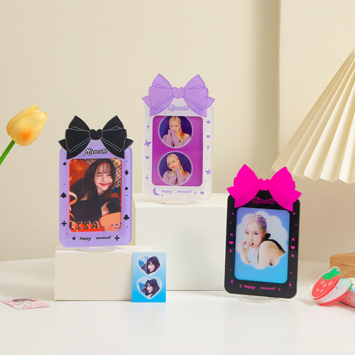 Acrylic three-inch desktop photo frame, Korean version, girl star chasing insert card, small card display frame, bow tie stand ornament