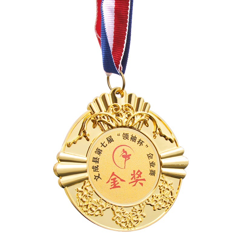Medalla de bronce metálica universal para competiciones deportivas, medalla conmemorativa de aleación de zinc en oro, plata y bronce con diseño de loto.