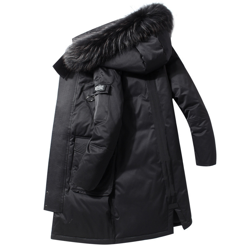 Men's Down Jacket Winter Mid Length With Fleece Collar Warm Coat_voghion.com